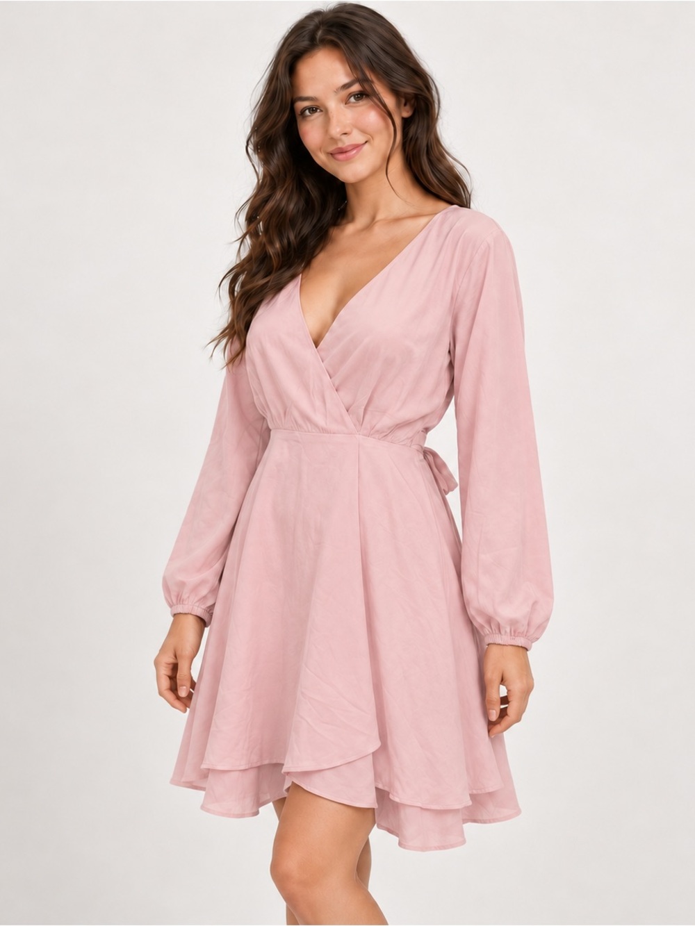 Balletcore V neck ruffle swing skater dress coquette